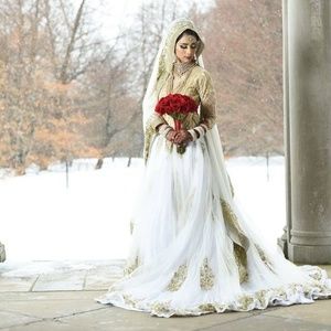 White & Gold Wedding Dress